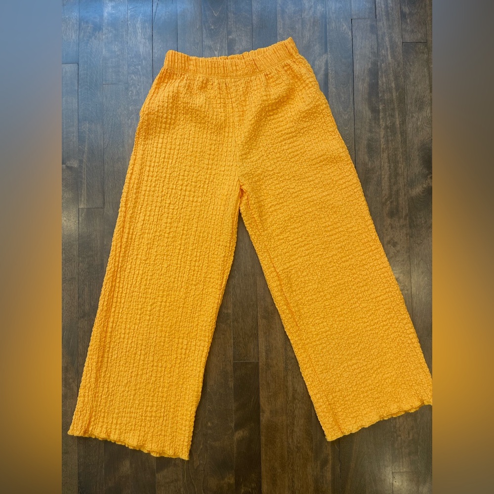 Kids Orange Textured light Pants from Zara | zara girl pants | pants Zara